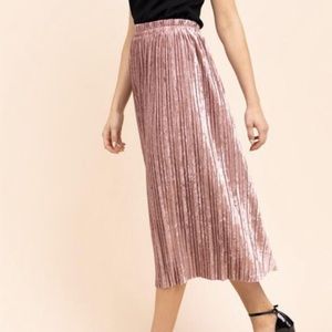 Blushed Mauve Velvet Midi Skirt